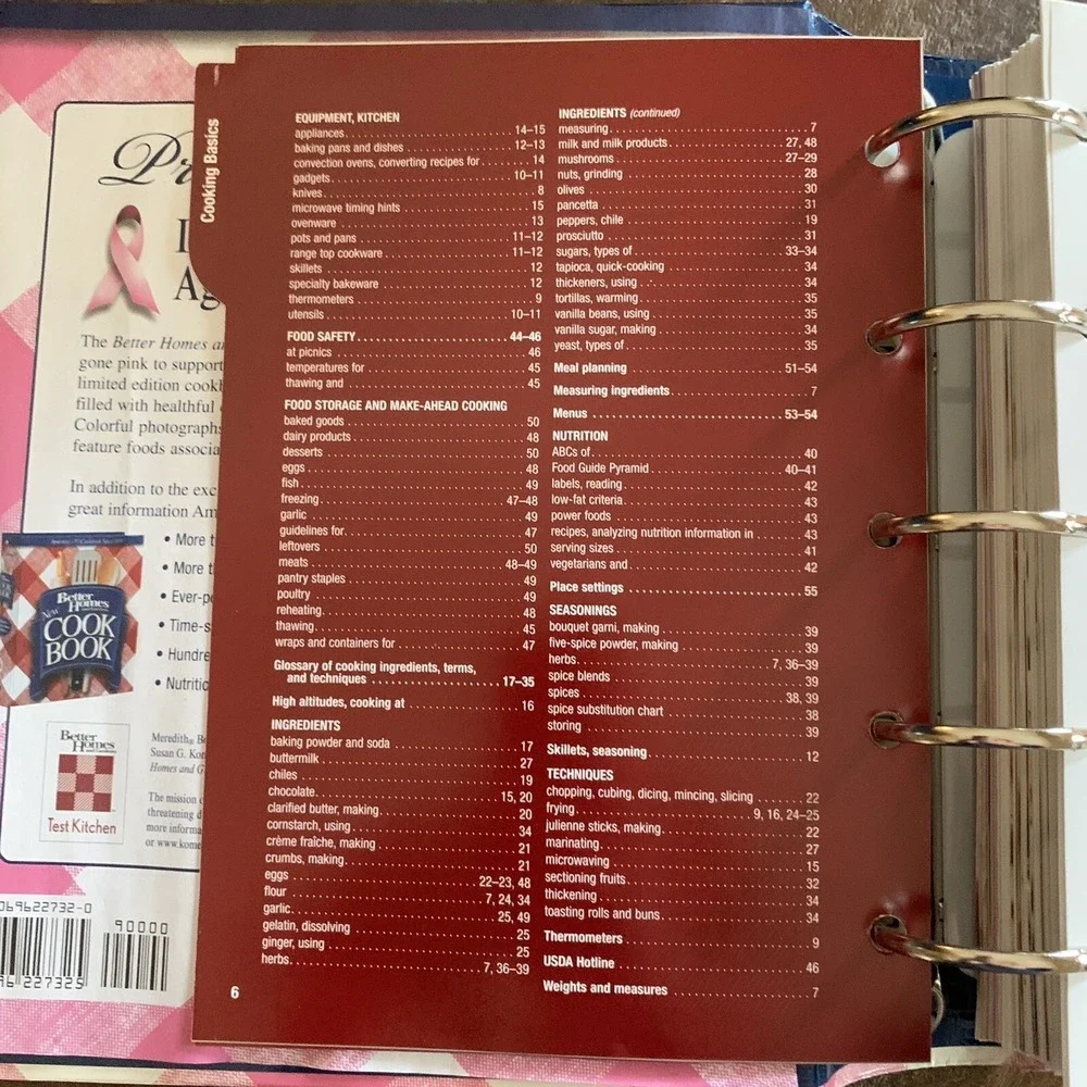 Better Homes & Gardens New Cook Book 5 Ring Pink 2005 Hardcover‎ illustrated